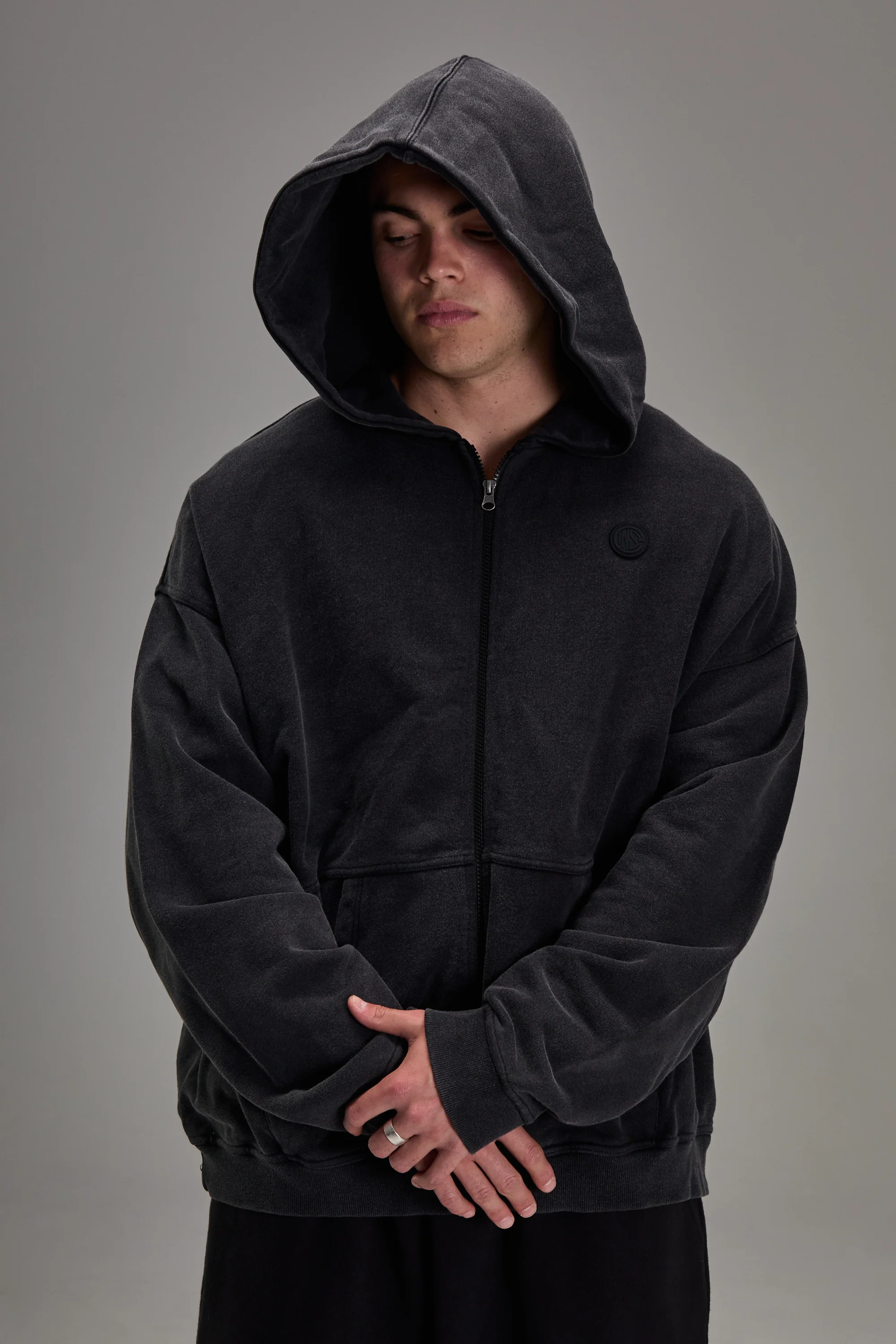 Embossed Black Heavyweight Zip-up - Image 3