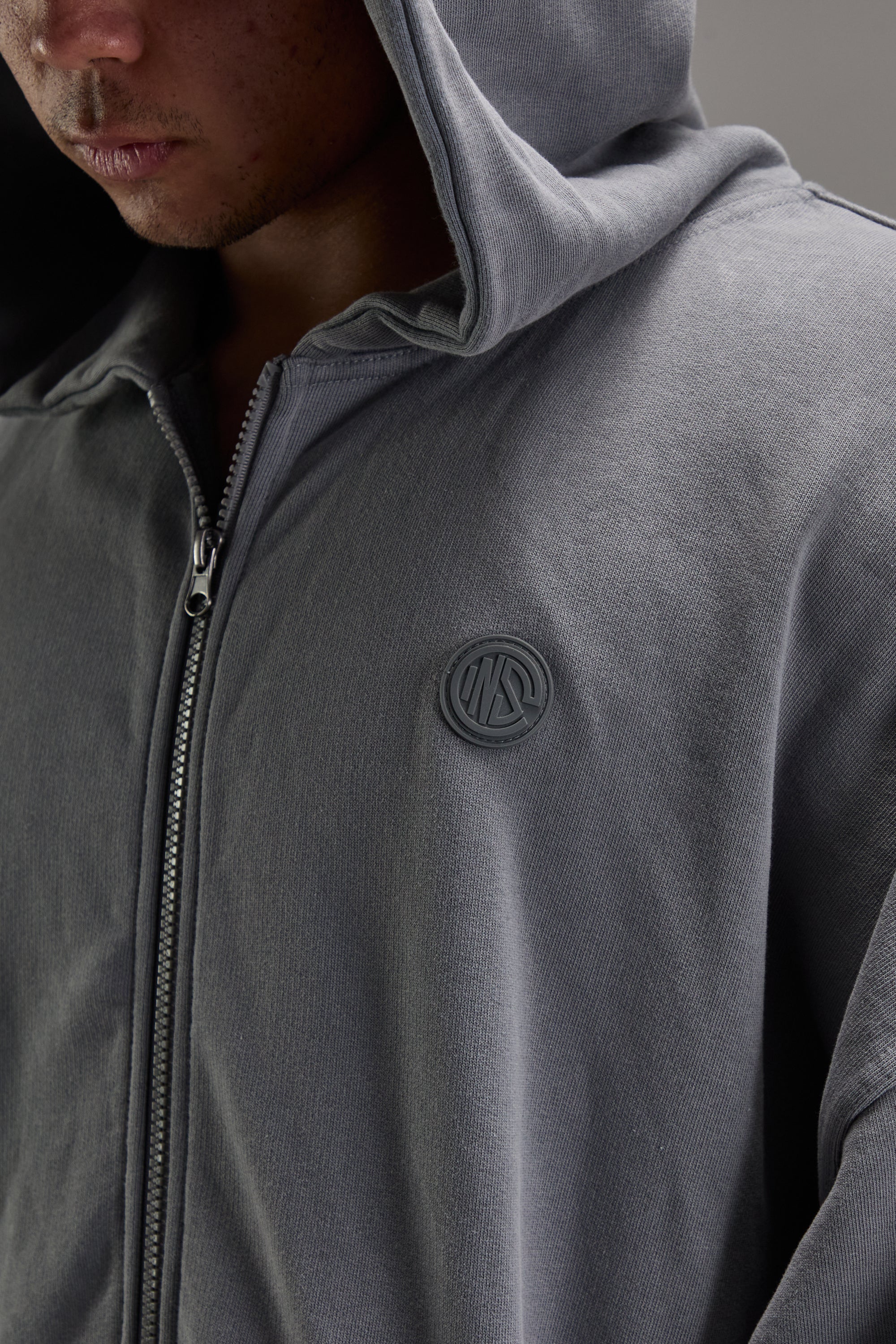 Embossed Grey Heavyweight Zip-up - Image 3