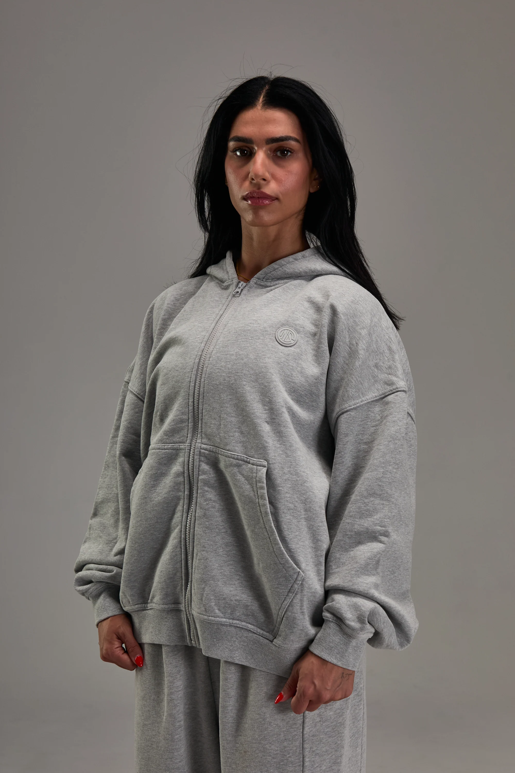 Heather Grey Heavyweight Zip Up - Image 5