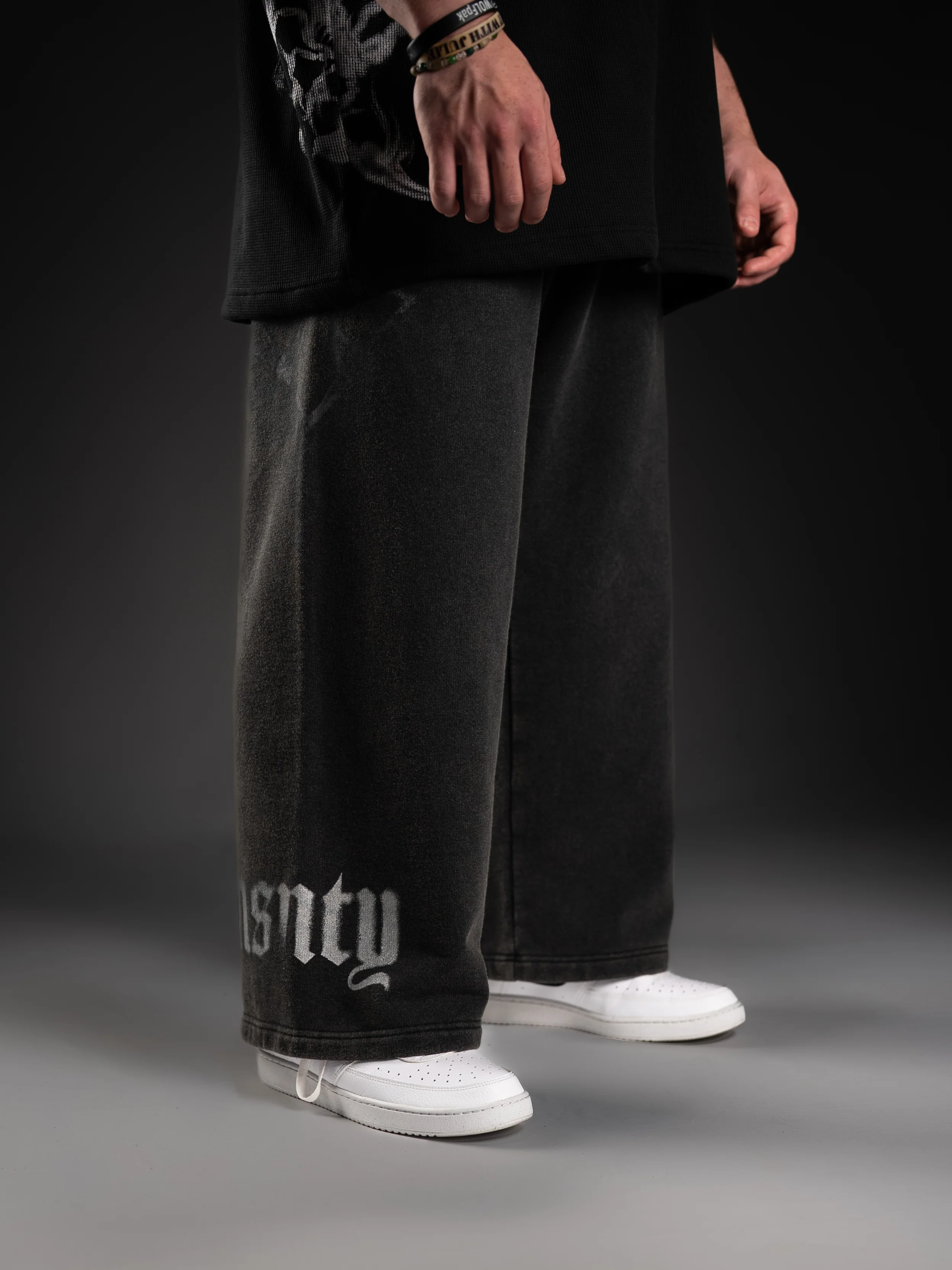 Glossy Gray Wide Leg Sweats - Image 4
