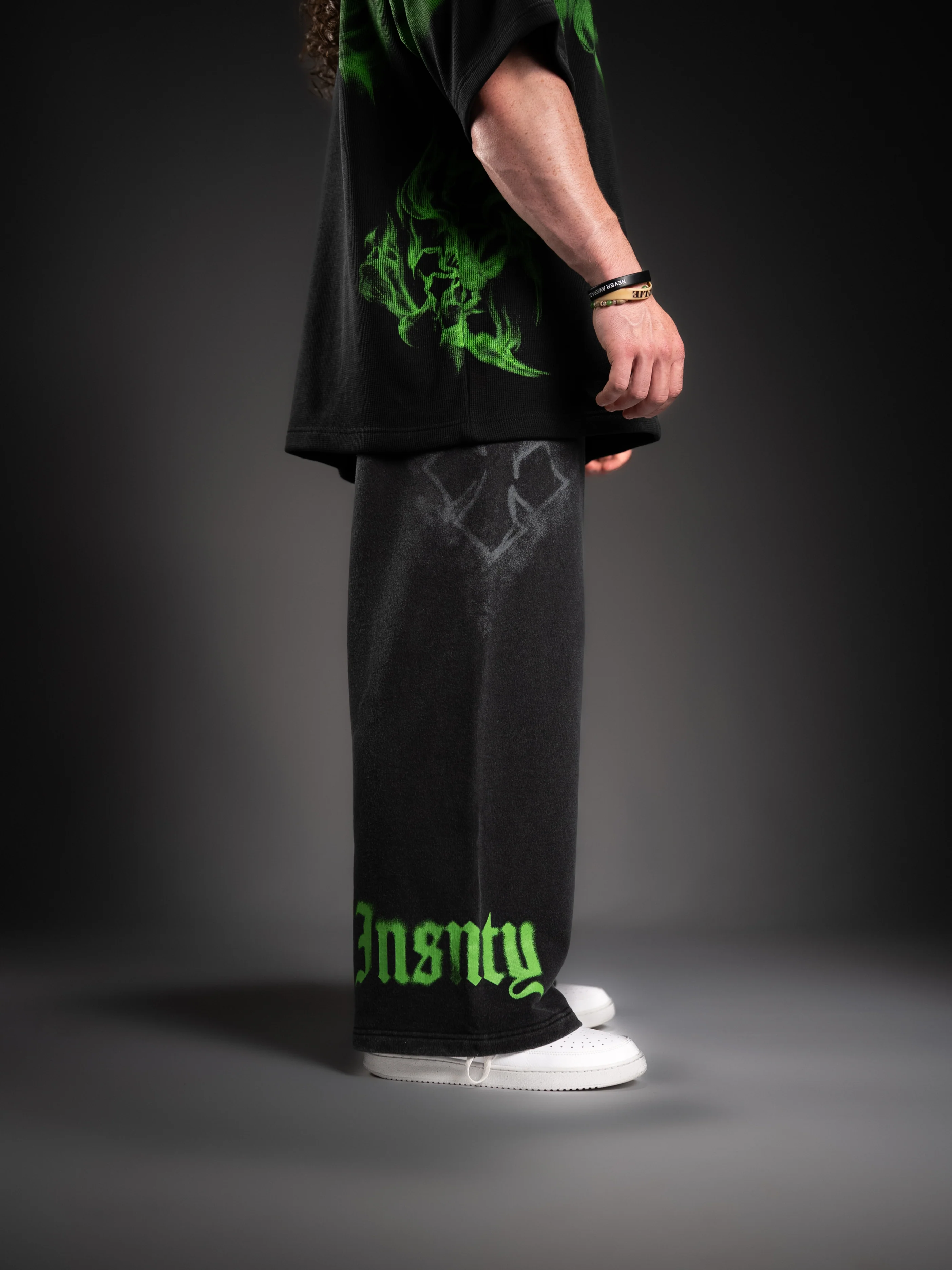 Venom Green Wide Leg Sweats - Image 3