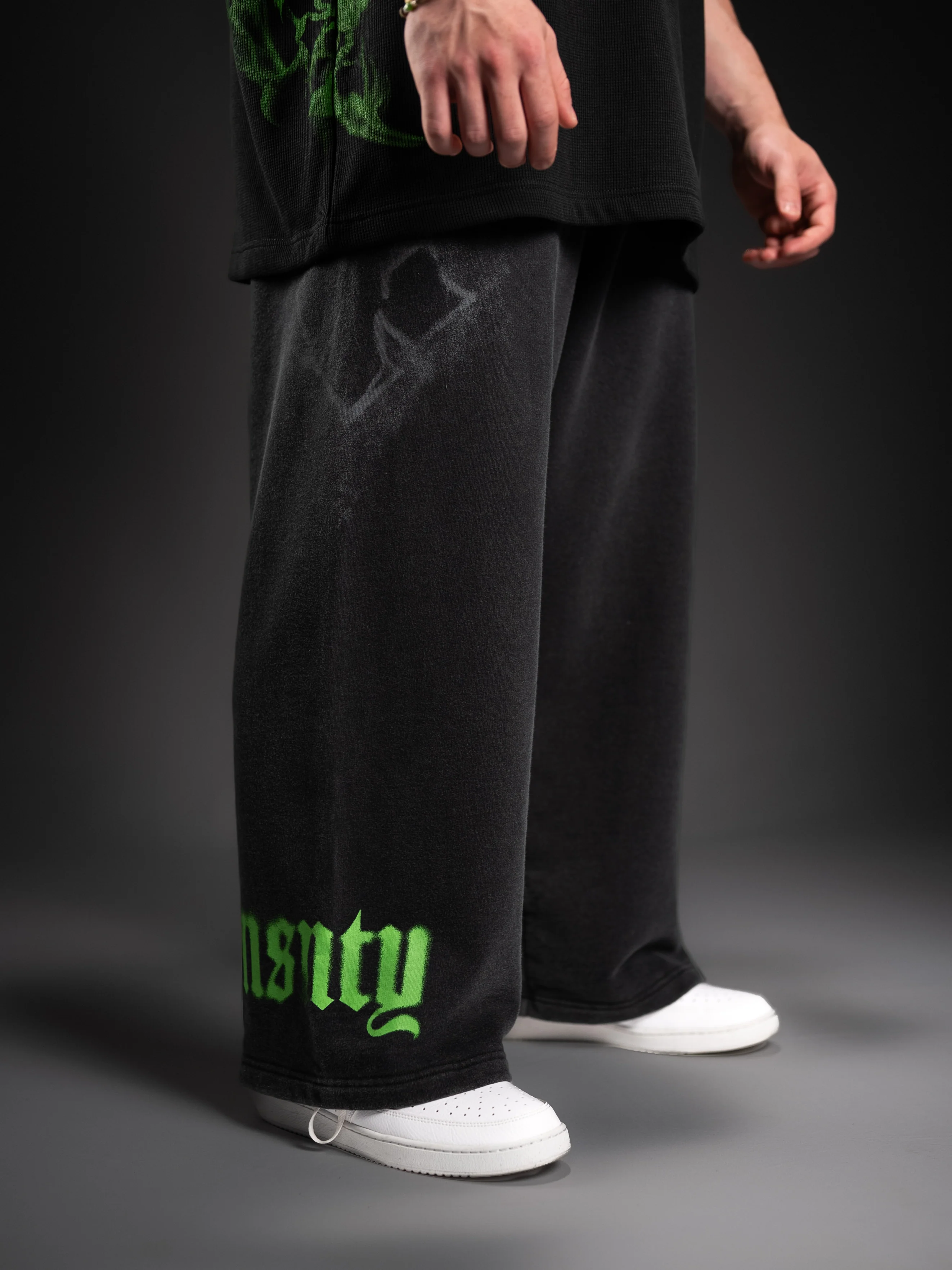 Venom Green Wide Leg Sweats - Image 4